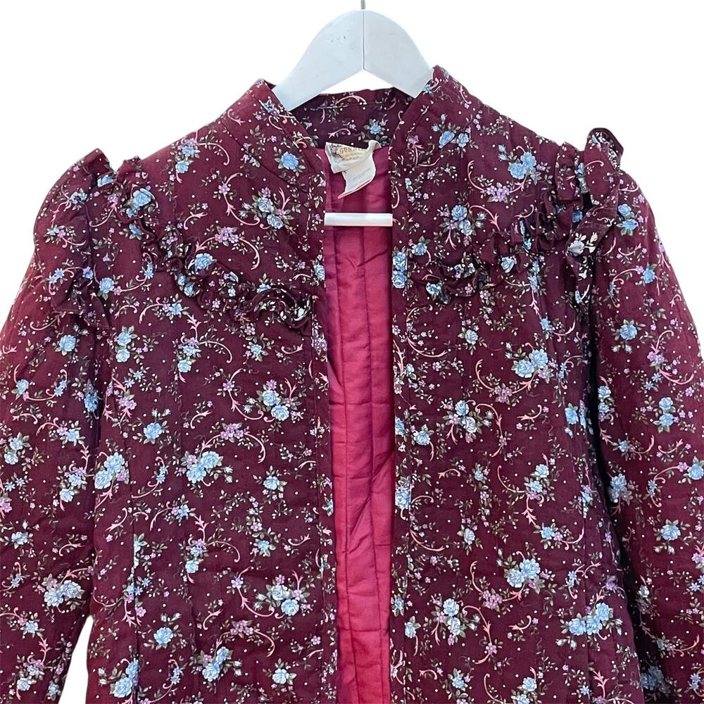 Gunne Sax Jessicas Gunnies Vintage 70s Purple Floral Quilted Prairie Jacket Sz L - Picture 9 of 9